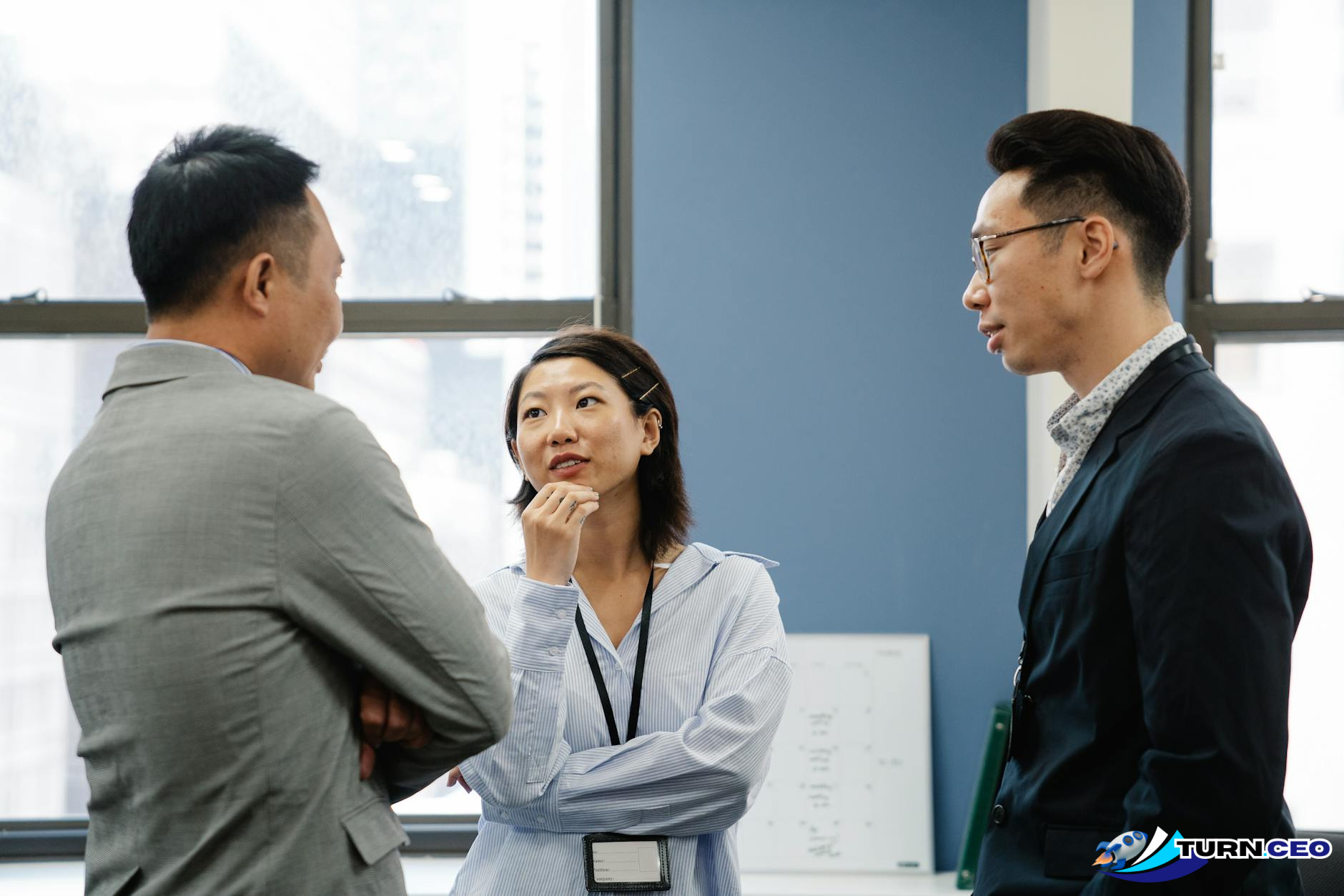 Business leader having serious one-on-one conversation in office setting
